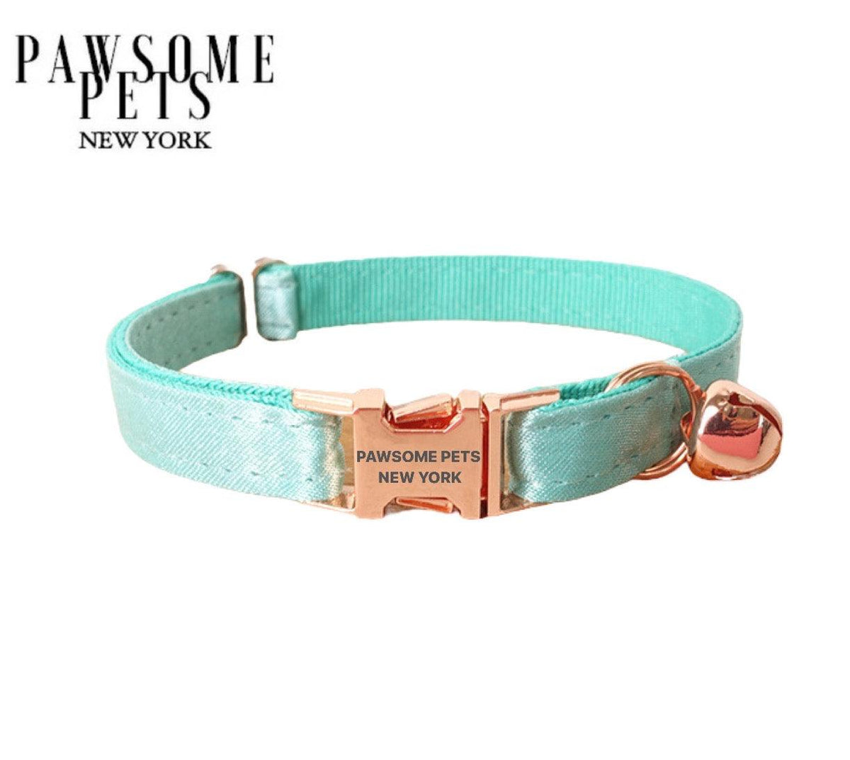 Collar Premium Plata y Verde Menta para Perros y Gatos