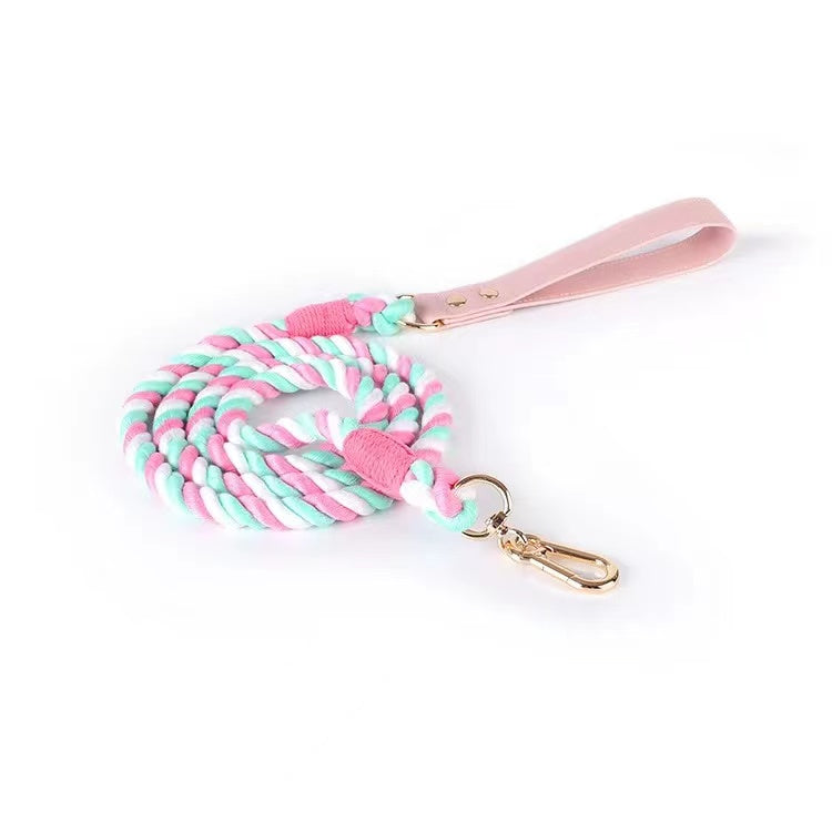 Correa Premium de Cuerda y Cuero Rosa Sherbet