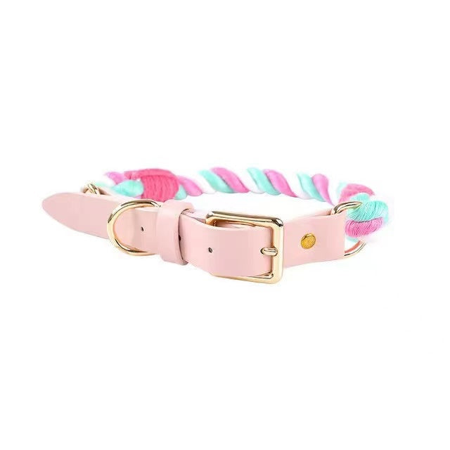 Collar Premium de Cuerda y Cuero Cotton Candy